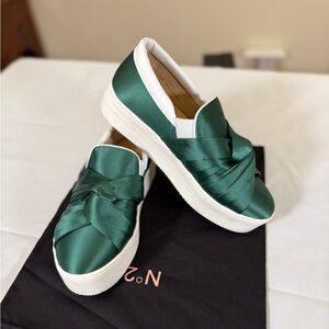Nº21 Satin Knot Slip-On Sneakers Emerald Green Size 39